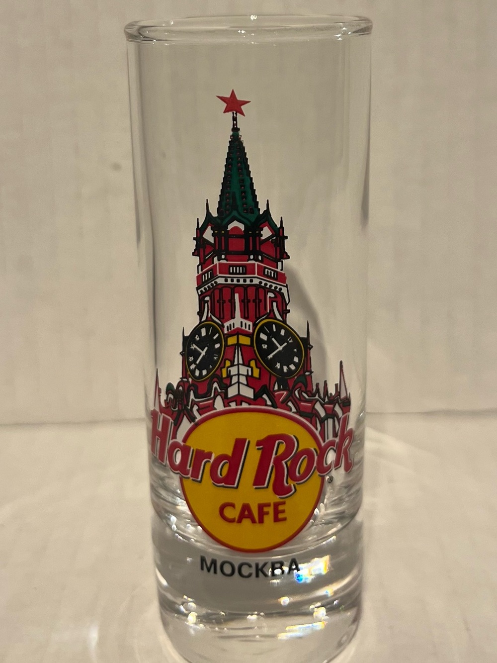 Rare: Moscow Hard Rock Shooter Glass -  includes the colourful Kremlin Design.